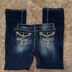 Revolt Jeans Dark Blue Kids Boot Cut with Embellished Pockets‎